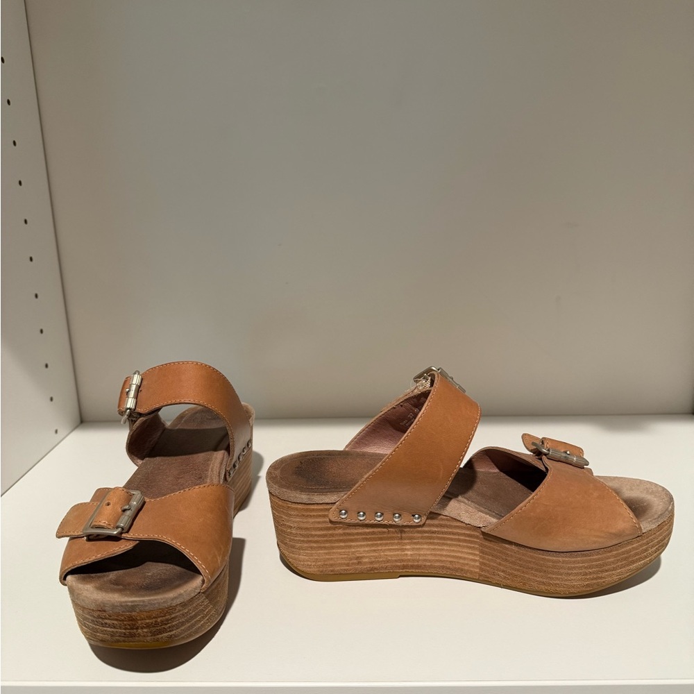 Dansko Brown Leather Wedge Sandals